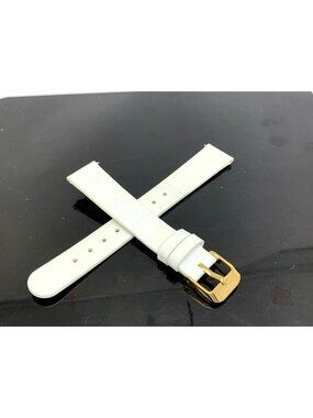 Invicta Women's Watch Replacement Band White Leather 16mm Lug Gold Steel Clasp